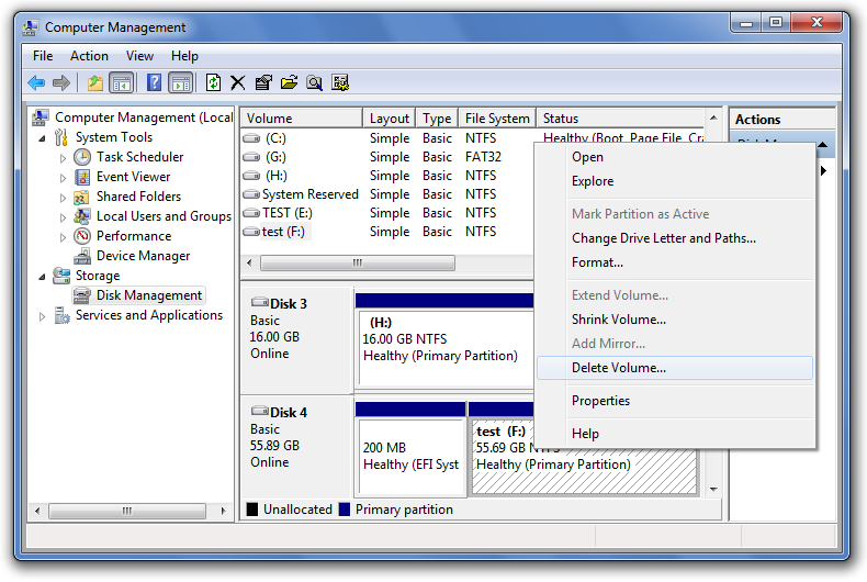 Windows-Partition über Datenträgerverwaltung löschen