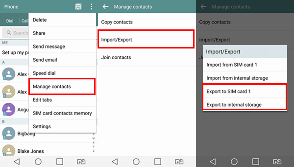 Exportieren Sie Android-Kontakte nach