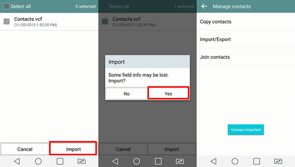 Wählen Sie Android-Kontakte zum Exportieren aus