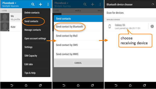 Übertragen Sie Kontakte zwischen Android-Telefonen mithilfe von Bluetooth