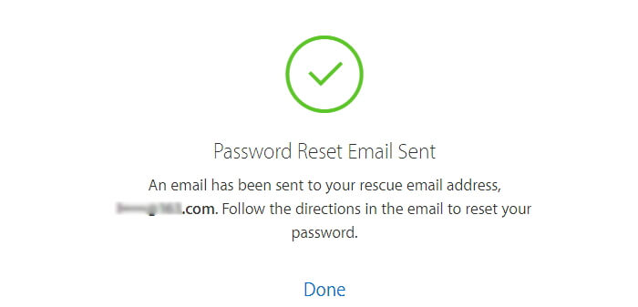 Apple ID Passwort E-Mail zurücksetzen gesendet