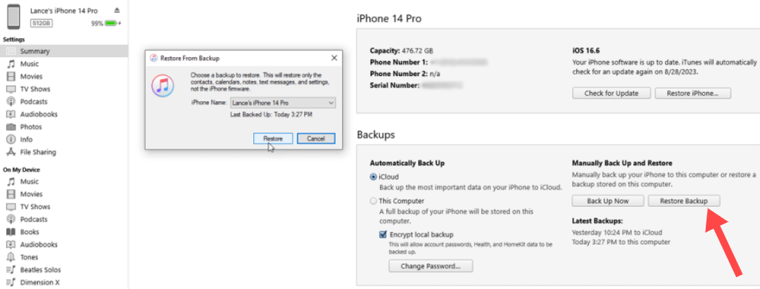 Wiederherstellen von iCloud Backup