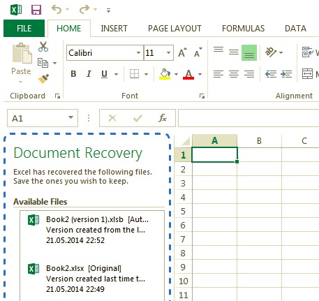 Gelöschte Excel-Dateien wiederherstellen –Nicht gespeicherte Datei