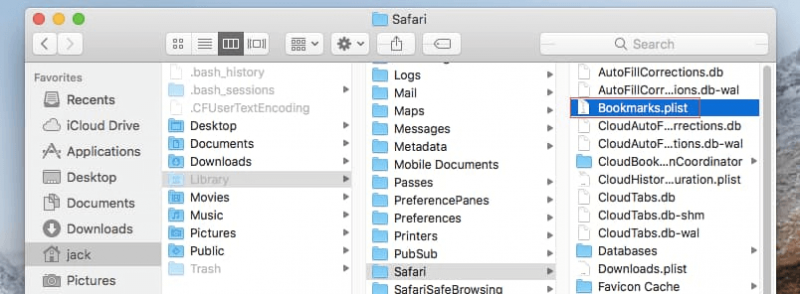 Wiederherstellen von Safari-Lesezeichen mit Time Machine auf dem Mac