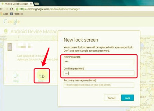 Geben Sie das neue Passwort für das LG-Telefon ein
