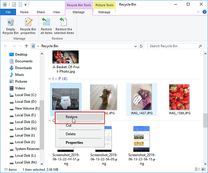 JPEG-Wiederherstellungssoftware über den Papierkorb in Windows