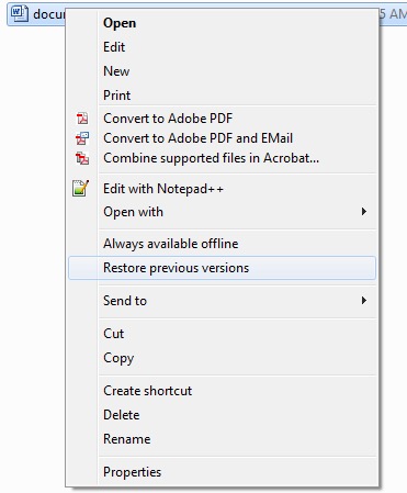 Stellen Sie eine frühere Version wieder her, um PDF wiederherzustellen