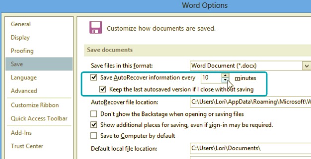 Aktivieren Sie die automatische Speicherung in MS Word 2013, um das Schließen von Word ohne Speichern zu vermeiden