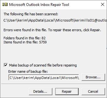 Reparieren der OST-Datei mit dem Inbox Repair Tool