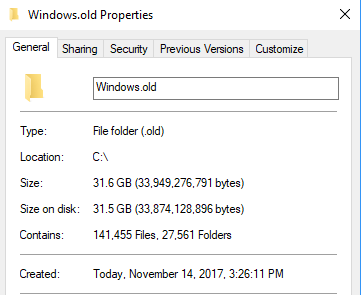Überprüfen Sie die Windows.old-Ordner, um das Windows 10-Update zu beheben, das meine Festplatte gelöscht hat