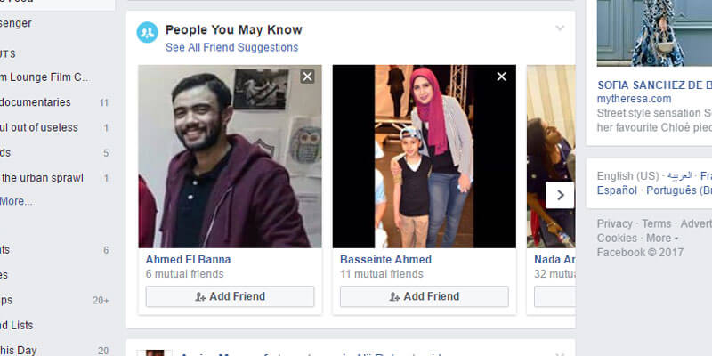 Facebook Search People Vorschläge
