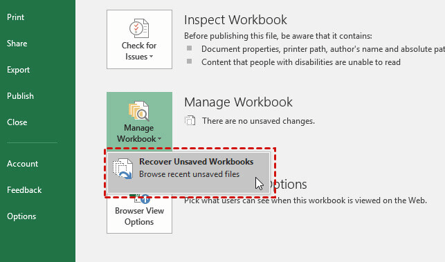 Rufen Sie Dateien mit dem Excel-Wiederherstellungsdateispeicherort unter Windows ab