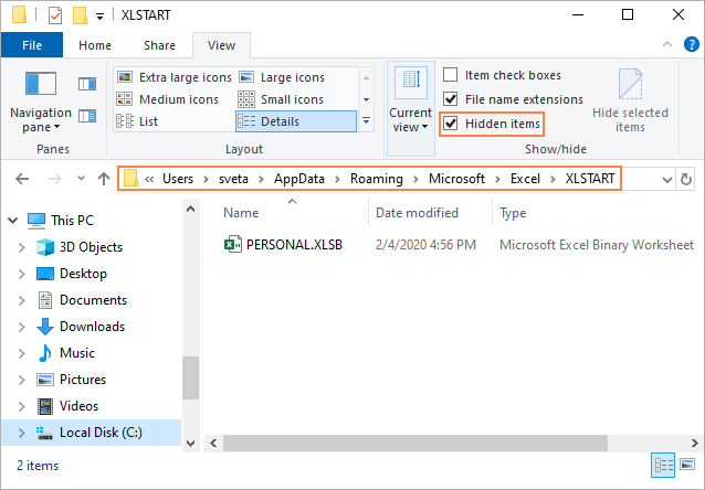Ordner auf Ihrem Computer für den Speicherort der Excel-Wiederherstellungsdatei unter Windows