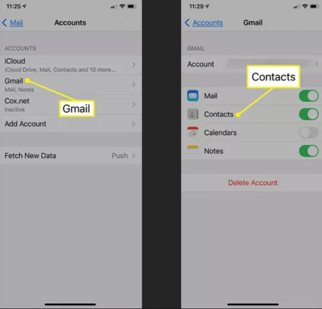 Verwenden Sie Google Mail, um Kontakte von iPhone zu iPhone zu übertragen
