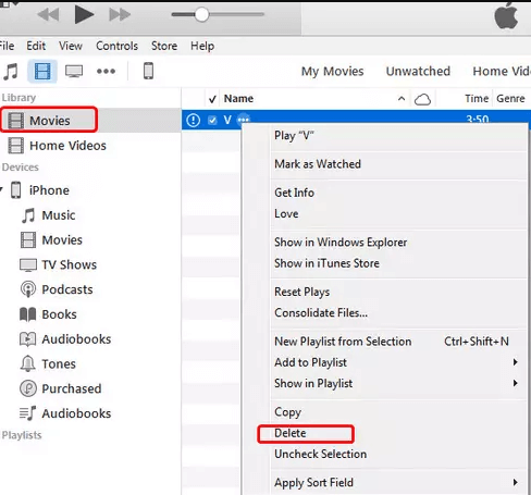 Löschen Sie Filme aus der iTunes-Mediathek auf Mac/Windows