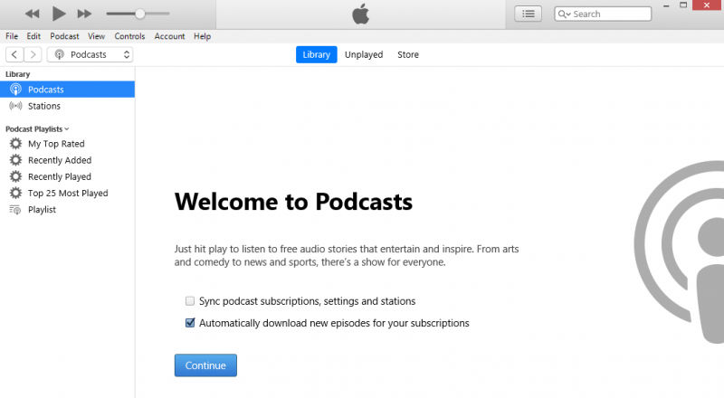 Hören Sie iTunes Podcasts auf Android