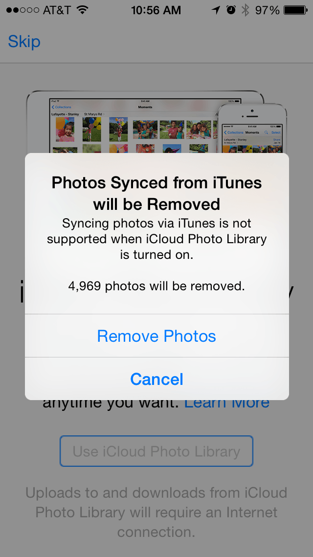 Von iTunes synchronisierte Fotos werden entfernt