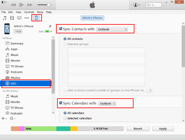 Übertragen Sie Outlook-Kontakte mit iTunes auf das iPhone