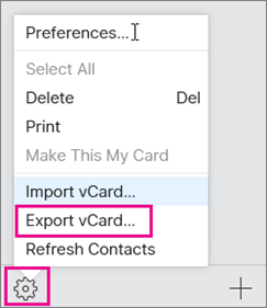 iCloud vCard exportieren