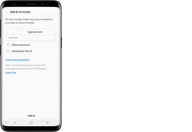Melden Sie sich bei iCloud an, um Ihre iPhone-Daten auf Ihr Samsung-Gerät zu übertragen