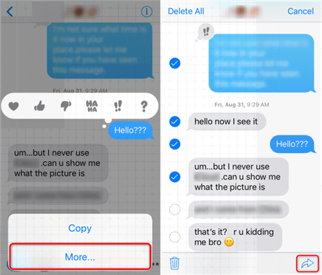 Senden Sie iMessage-Konversationen als E-Mail-Nachrichten oder Anhänge