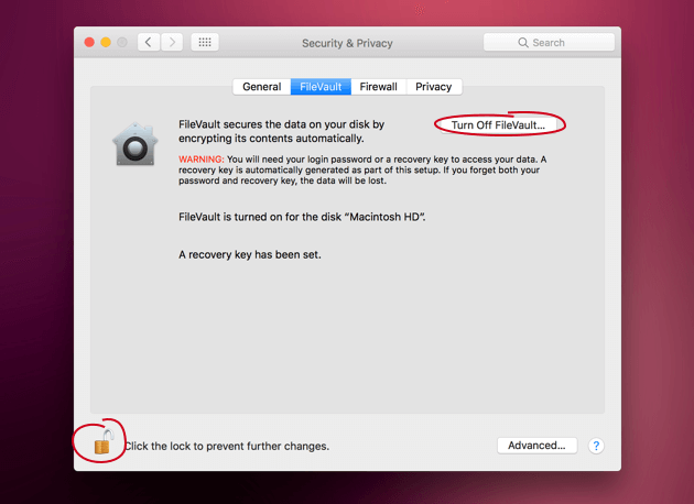 Filevault wiegt auf Speicher