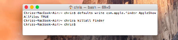 Ausgeblendete Dateien anzeigen Code anzeigen