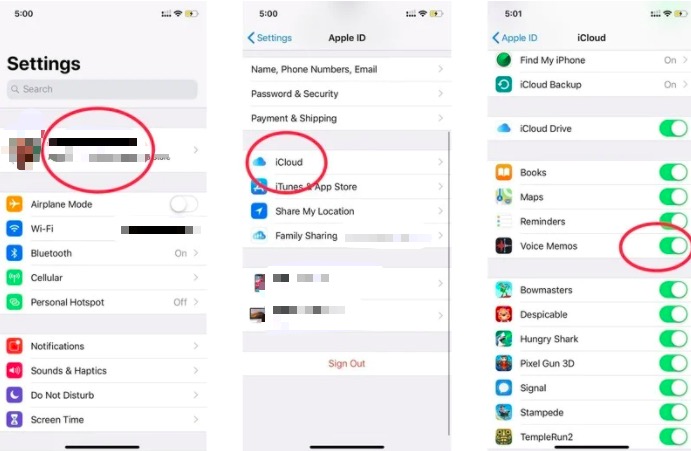 iCloud sichert Memos auf dem iPhone