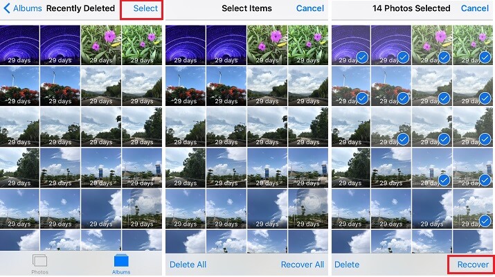 Erhalten Sie die vom iPhone gelöschten Bilder mithilfe des kürzlich gelöschten Albums auf dem iPhone zurück
