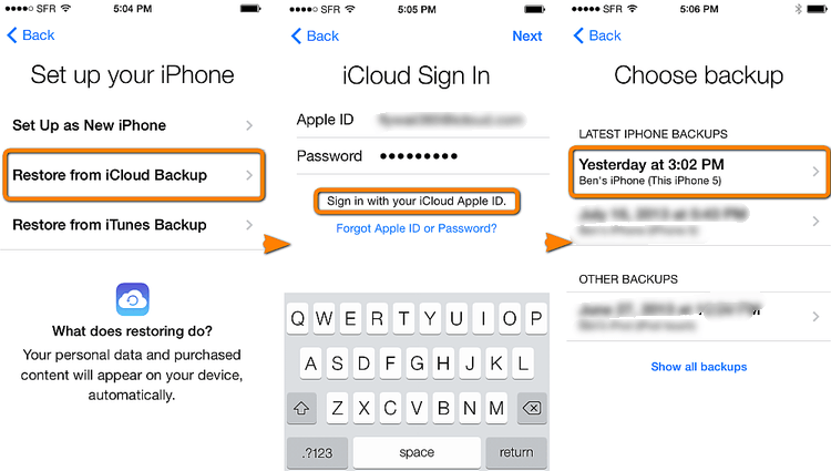 Wiederherstellen von Icloud Backup