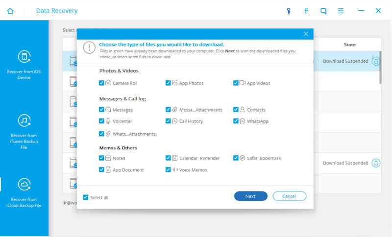 Wählen Sie Dateityp