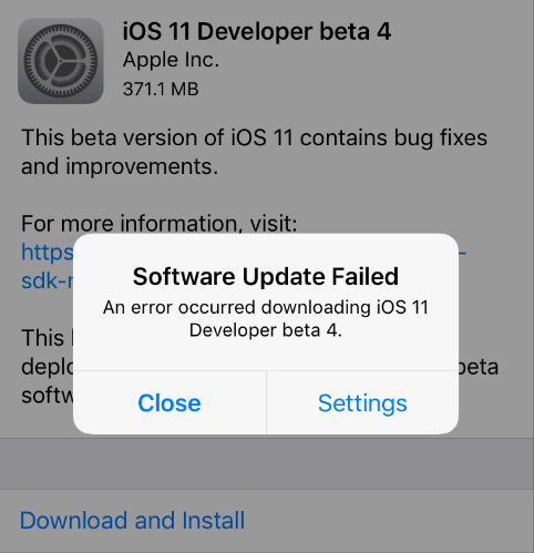 Aktualisierung der iOS-Software fehlgeschlagen