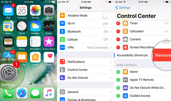 Control Center entfernen