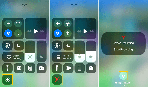 Starten Sie den Aufnahmebildschirm Ios11