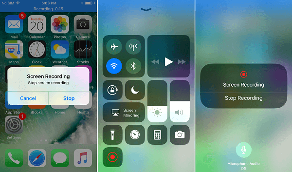 Beenden Sie die Aufzeichnung des Iphone-Bildschirms Ios11