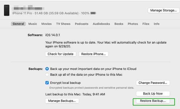 Verwenden Sie iTunes Backup, um gelöschte iPhone-Notizen selbst zu reparieren