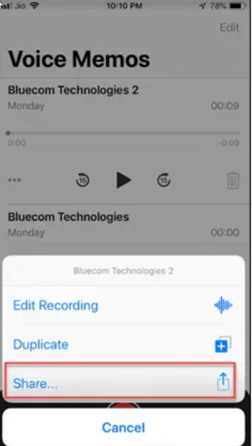 Teilen Sie Sprachmemos, um Sprachmemos ohne iTunes vom iPhone zu bekommen