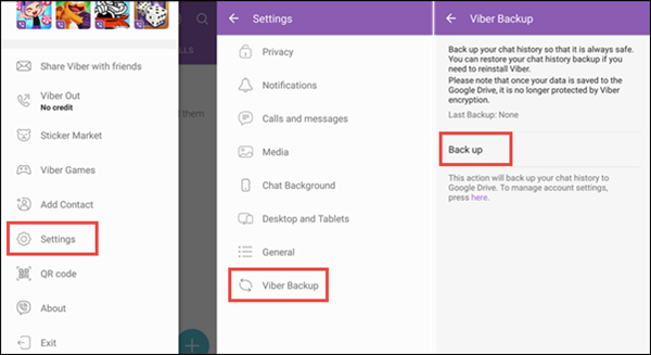 Backup Viber-Meldungen Android