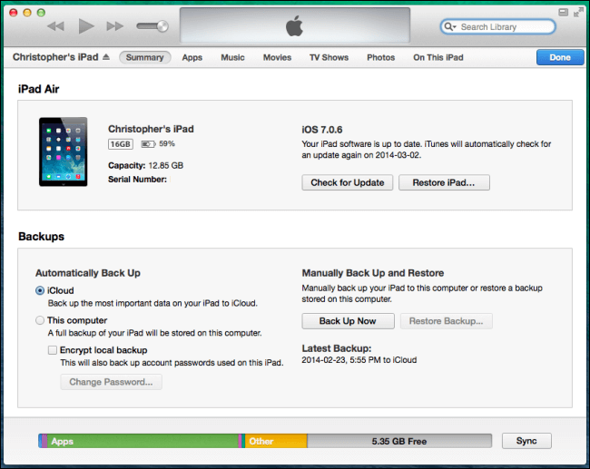 IPad Daten mit iTunes sichern