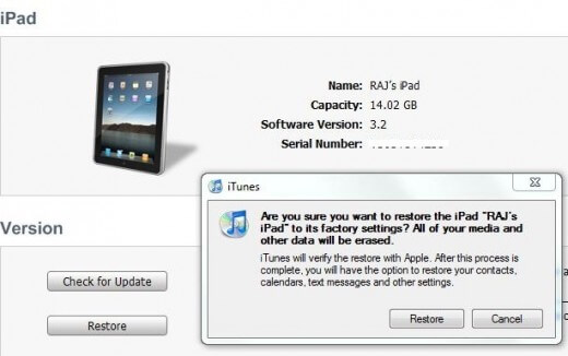 iPad-Werkseinstellung