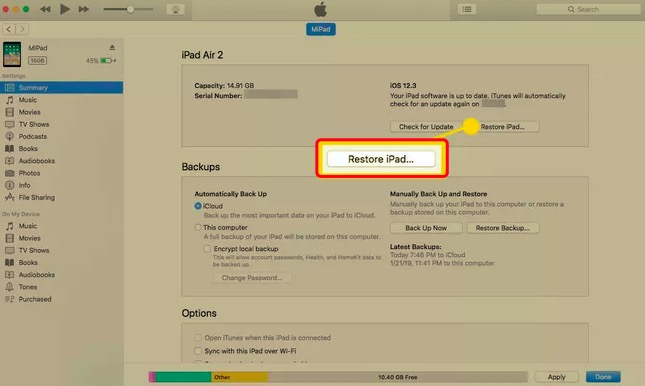 iPad ohne iCloud-Passwort über iTunes zurücksetzen