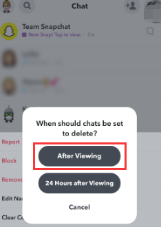 Snapchat-Nachricht automatisch löschen