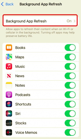 Deaktivieren Sie die App-Aktualisierungsfunktion im Hintergrund, um das Problem mit der iPod-Verlangsamung zu beheben