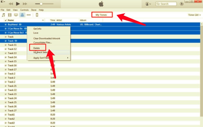 Löschen Sie Klingeltöne vom iPhone mit iTunes