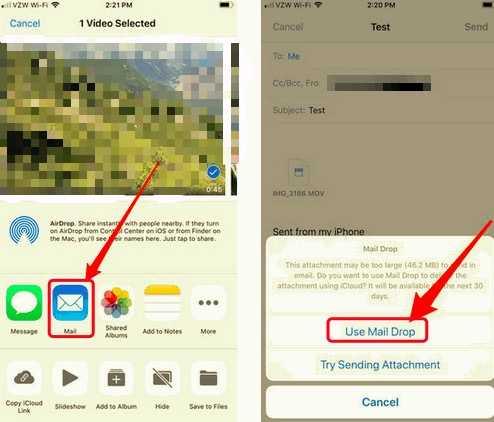 Senden Sie große Videos mit iCloud Maildrop