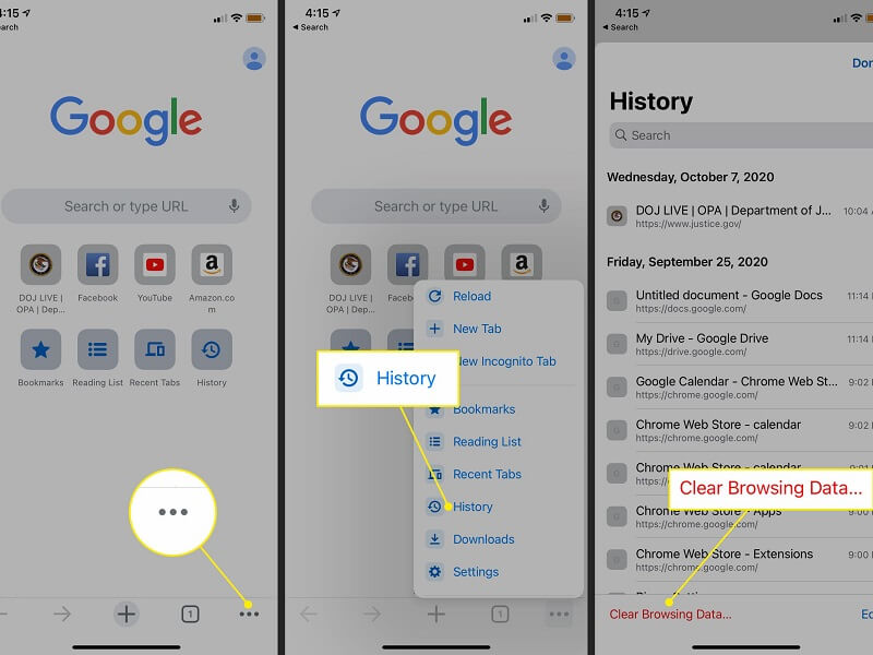 Löschen Sie die Browserdaten von Chrome auf dem iPhone