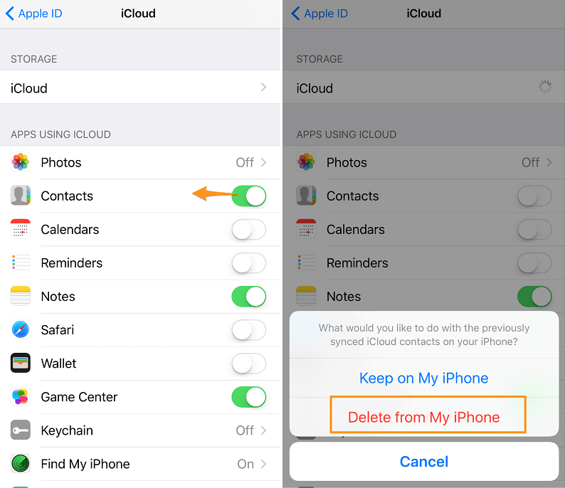 Kontakte manuell auf dem iPhone 5S von iCloud löschen