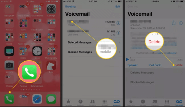 Löschen Sie eine Voicemail auf dem iPhone