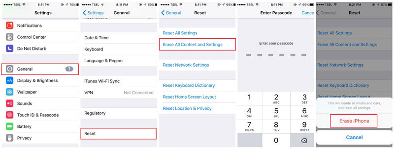 Werkseinstellungen für das Iphone