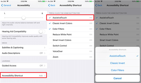 Erstellen Sie benutzerdefinierte Gesten bei Assistive Touch